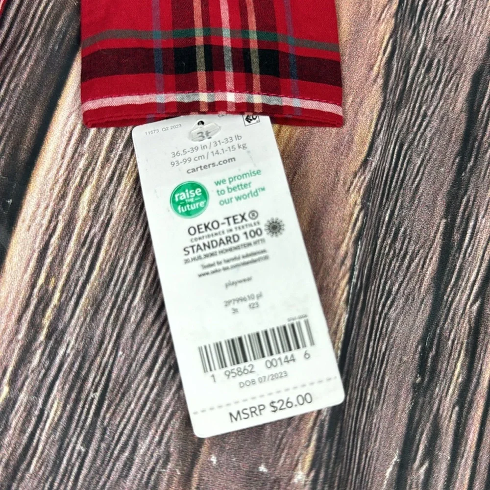 Red Plaid Button Down Shirt- 3T - Picture 2 of 7